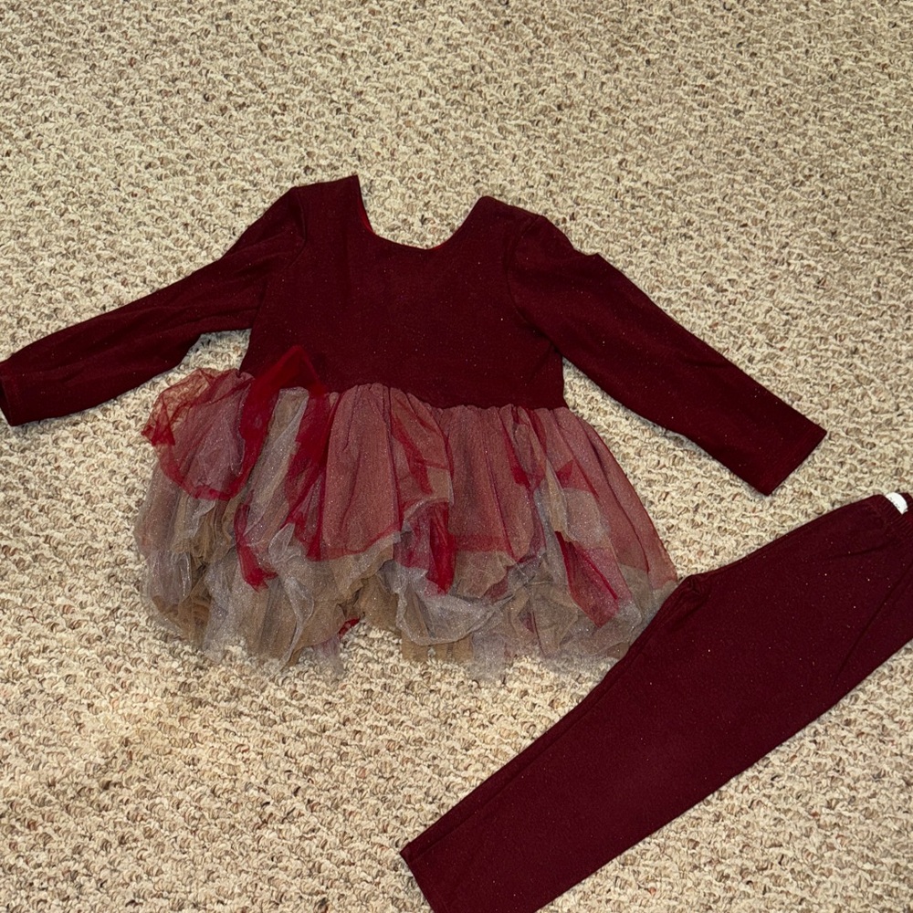Girls Isobella & Chloe Burgundy and Gray tulle Set - size 5